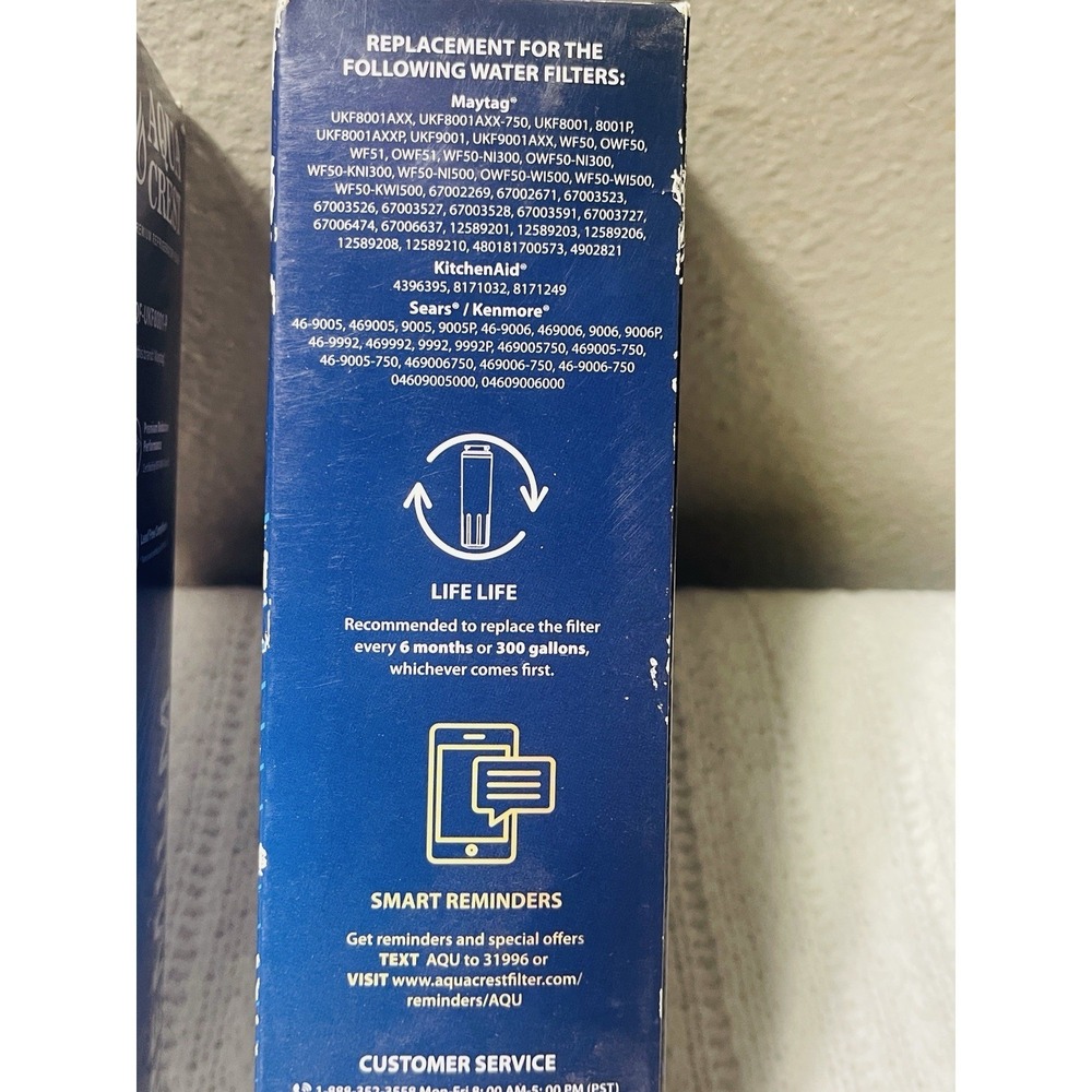 2pk AquaCrest AQF-UKF8001-P Water Filter Replacement For Maytag Refrigerator - Picture 2 of 4